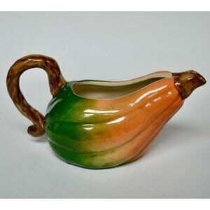 Vintage Russ Berrie Gourd shaped Ceramic Creamer Gravy Boat Fall Thanksgiving